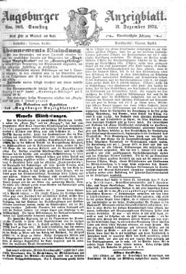 Augsburger Anzeigeblatt Samstag 21. Dezember 1872