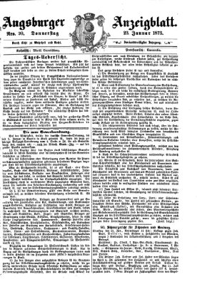 Augsburger Anzeigeblatt Donnerstag 23. Januar 1873