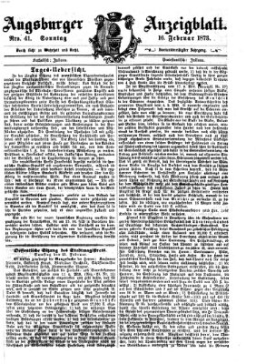 Augsburger Anzeigeblatt Sonntag 16. Februar 1873