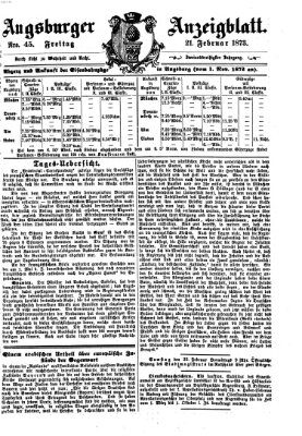 Augsburger Anzeigeblatt Freitag 21. Februar 1873