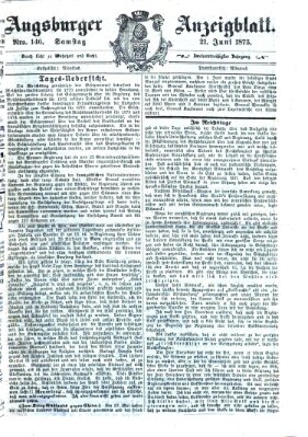 Augsburger Anzeigeblatt Samstag 21. Juni 1873