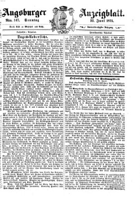 Augsburger Anzeigeblatt Sonntag 22. Juni 1873