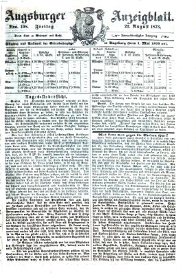 Augsburger Anzeigeblatt Freitag 22. August 1873