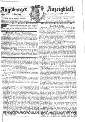 Augsburger Anzeigeblatt Dienstag 7. Oktober 1873