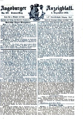 Augsburger Anzeigeblatt Donnerstag 4. Dezember 1873