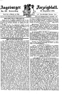 Augsburger Anzeigeblatt Donnerstag 18. Dezember 1873