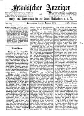 Fränkischer Anzeiger Donnerstag 18. Januar 1872