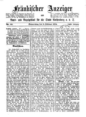 Fränkischer Anzeiger Donnerstag 8. Februar 1872