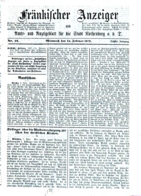 Fränkischer Anzeiger Mittwoch 14. Februar 1872