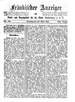 Fränkischer Anzeiger Dienstag 30. April 1872