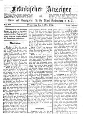 Fränkischer Anzeiger Donnerstag 9. Mai 1872