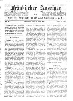 Fränkischer Anzeiger Mittwoch 15. Mai 1872
