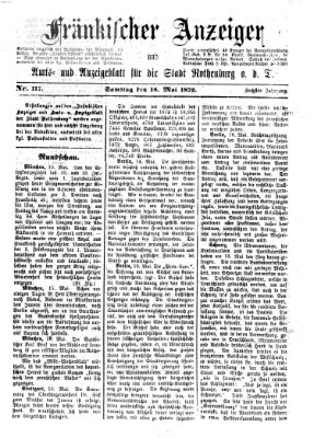 Fränkischer Anzeiger Samstag 18. Mai 1872