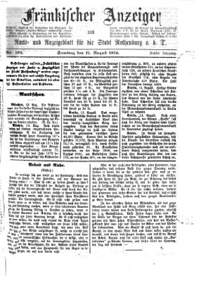 Fränkischer Anzeiger Samstag 17. August 1872