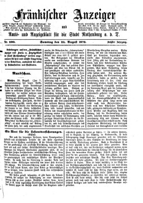 Fränkischer Anzeiger Samstag 24. August 1872
