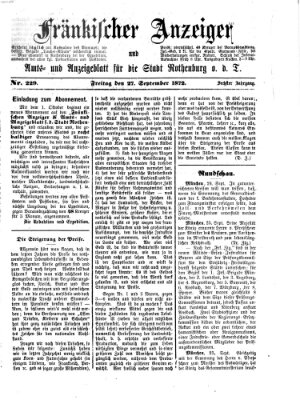 Fränkischer Anzeiger Freitag 27. September 1872