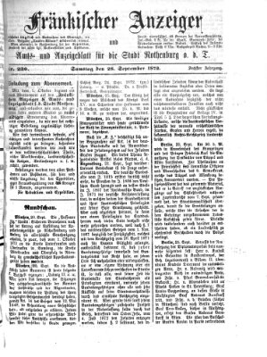 Fränkischer Anzeiger Samstag 28. September 1872