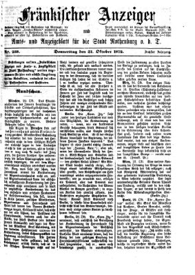 Fränkischer Anzeiger Donnerstag 31. Oktober 1872