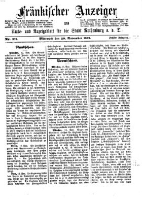 Fränkischer Anzeiger Mittwoch 20. November 1872