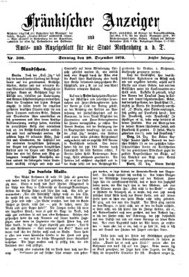 Fränkischer Anzeiger Sonntag 29. Dezember 1872