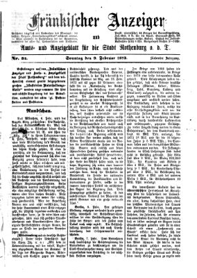 Fränkischer Anzeiger Sonntag 9. Februar 1873
