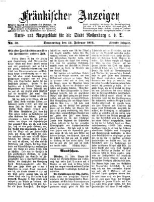 Fränkischer Anzeiger Donnerstag 13. Februar 1873