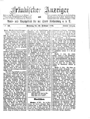 Fränkischer Anzeiger Sonntag 16. Februar 1873
