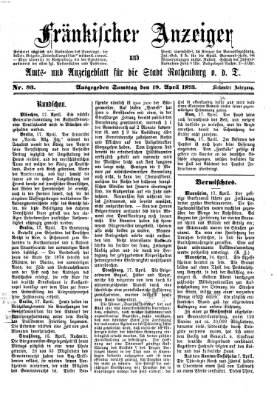 Fränkischer Anzeiger Samstag 19. April 1873