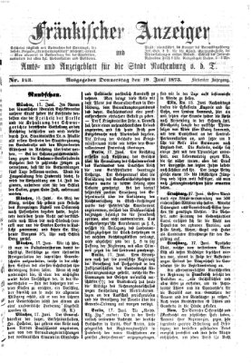 Fränkischer Anzeiger Donnerstag 19. Juni 1873