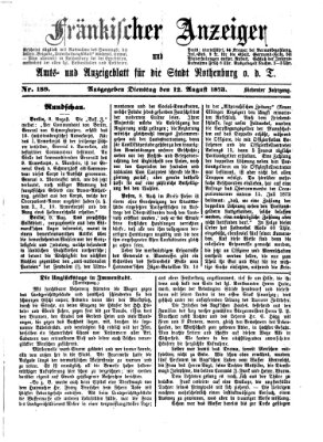 Fränkischer Anzeiger Dienstag 12. August 1873