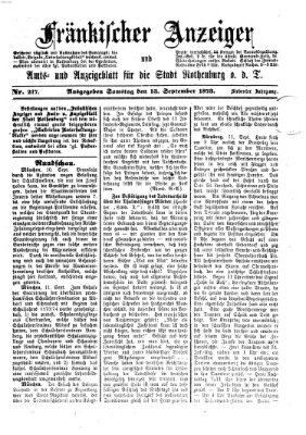 Fränkischer Anzeiger Samstag 13. September 1873