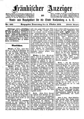 Fränkischer Anzeiger Donnerstag 2. Oktober 1873