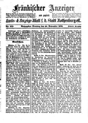Fränkischer Anzeiger Dienstag 25. November 1873