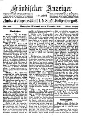 Fränkischer Anzeiger Mittwoch 3. Dezember 1873