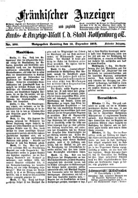 Fränkischer Anzeiger Samstag 13. Dezember 1873