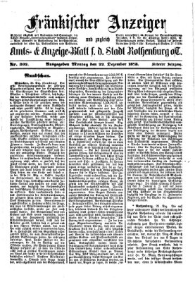 Fränkischer Anzeiger Montag 22. Dezember 1873