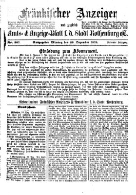 Fränkischer Anzeiger Montag 29. Dezember 1873