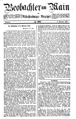 Beobachter am Main und Aschaffenburger Anzeiger Sonntag 4. Februar 1872