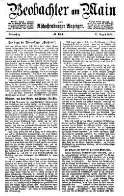 Beobachter am Main und Aschaffenburger Anzeiger Donnerstag 15. August 1872