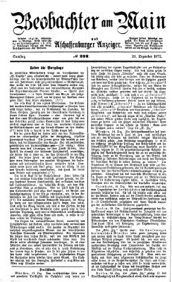 Beobachter am Main und Aschaffenburger Anzeiger Samstag 21. Dezember 1872