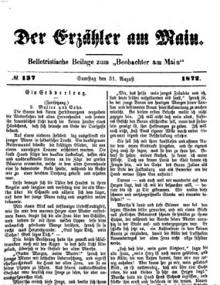 Der Erzähler am Main (Beobachter am Main und Aschaffenburger Anzeiger) Samstag 31. August 1872