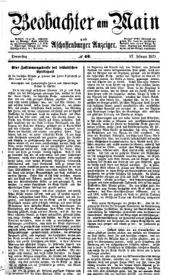 Beobachter am Main und Aschaffenburger Anzeiger Donnerstag 27. Februar 1873