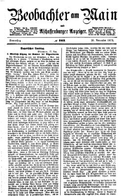 Beobachter am Main und Aschaffenburger Anzeiger Donnerstag 20. November 1873