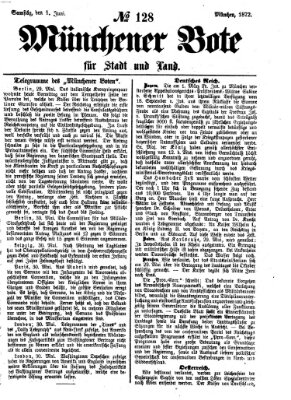 Münchener Bote für Stadt und Land Samstag 1. Juni 1872