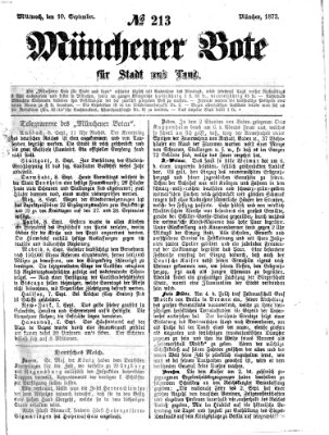 Münchener Bote für Stadt und Land Mittwoch 10. September 1873