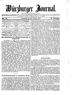 Würzburger Journal Donnerstag 22. Februar 1872