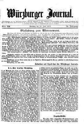 Würzburger Journal Samstag 22. Juni 1872