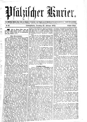 Pfälzischer Kurier Dienstag 27. Februar 1872