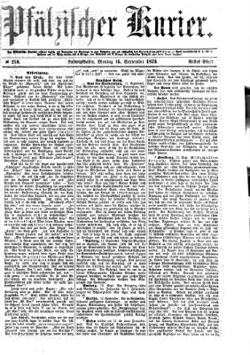 Pfälzischer Kurier Montag 15. September 1873