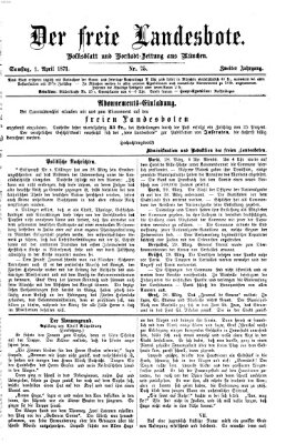 Der freie Landesbote Samstag 1. April 1871